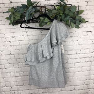 SALE **5 for $25** Chelsea28 One Shoulder Sweatshirt Top with Ruffles